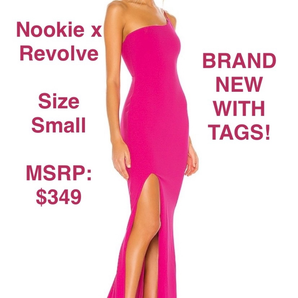 Nookie x Revolve Jasmine One Shoulder Formal Gown in Neon / Barbie Pink! Prom